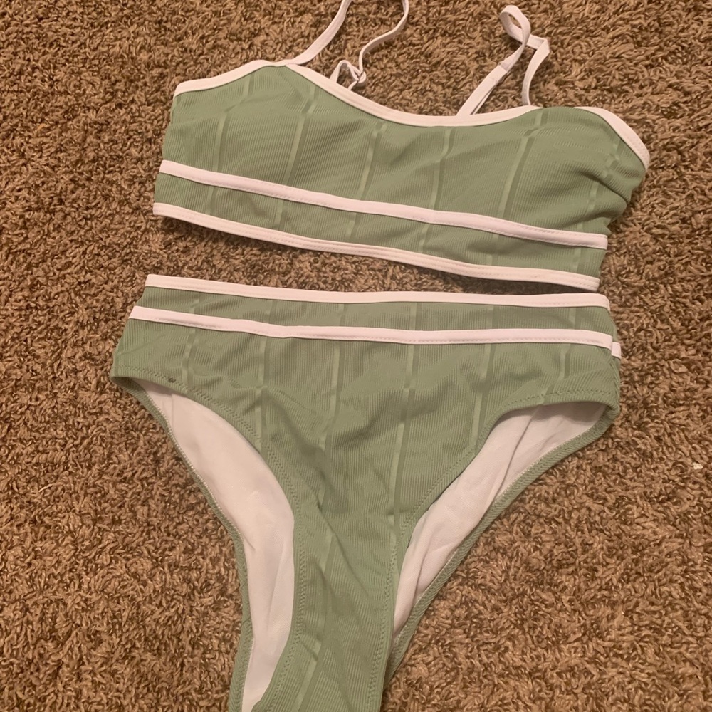 Green and White Women's Bikini Set